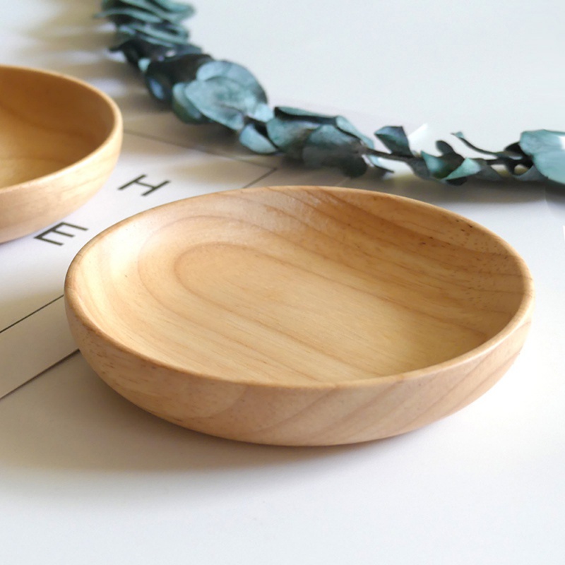 Dĩa chất liệu gỗ đơn giản hình tròn/vuông màu cổ điển