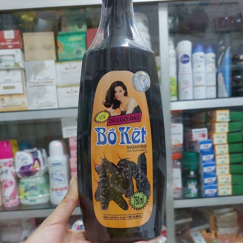 DẦU GỘI ĐẦU TỪ BỒ KẾT THIÊN NHIÊN THORAKAO 750ML, GIÚP TÓC ĐEN MƯỢT, HẾT GÀU
