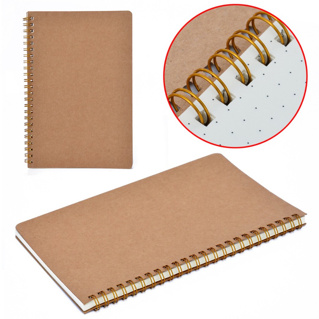 PTPTRATE New Medium A5 Dotted Grid Spiral Notebook Journal Cardboard Soft Cover 100 Pages