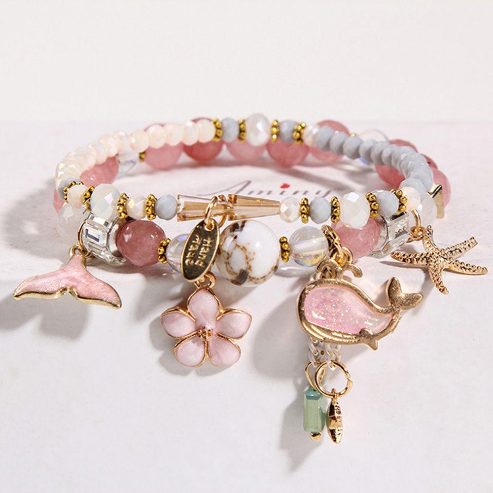 Vòng Tay Xâu Hạt 26 Eddie Có Thể Điều Chỉnh Phong Cách Hàn Quốc|Chuỗi Hạt Đeo Tay Hình Cá Voi Xinh Xắn