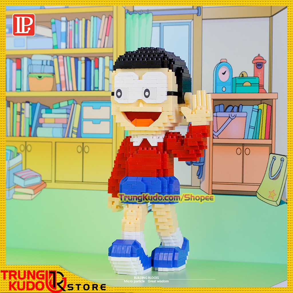 Mô hình Doremi Nobita Chaien Xuka và Xeko dạng Đồ chơi xếp hình làm quà tặng bạn trai bạn gái, đồ Decor