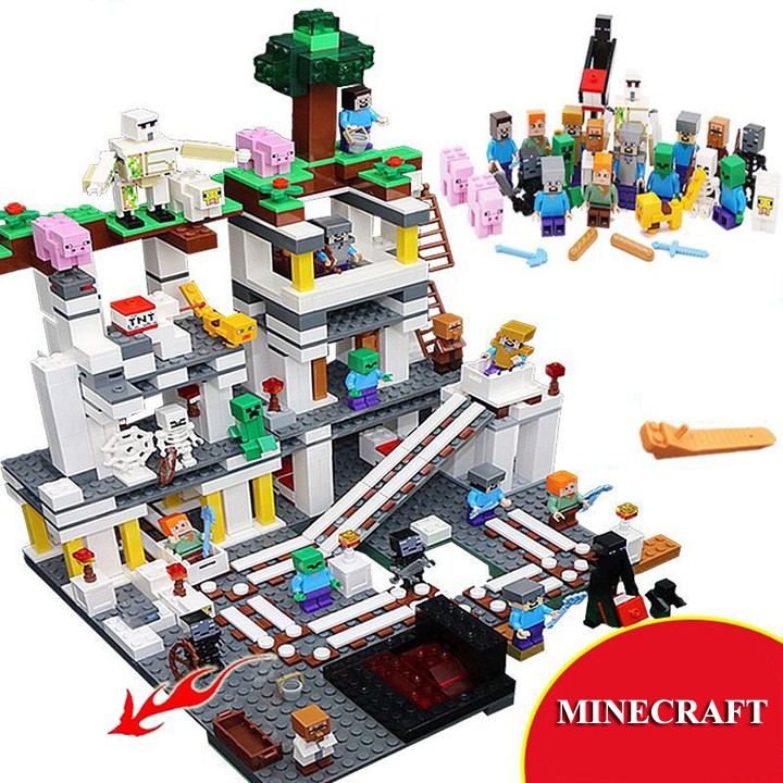 [FREESHIP❤️] Đồ Chơi Lắp Ghép Minecraft Mô Hình Hang Động Thành Phố Trên Mây