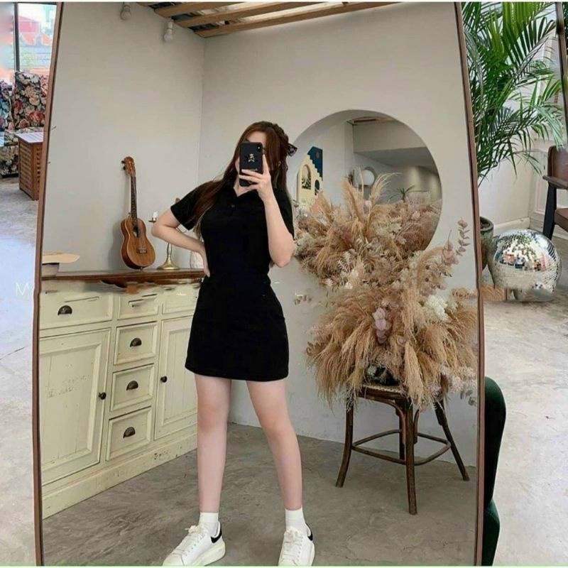 Váy Polo Nữ Trơn Basic, Đầm Nữ Cổ Bẻ Nhiều Màu