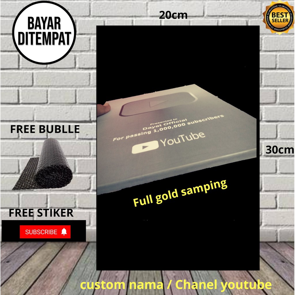 Nhãn dán tường trang trí tùy chỉnh Youtube SILVER PLAY BUTTON GOLD PLAY BUTON Tax / FULL SILVER