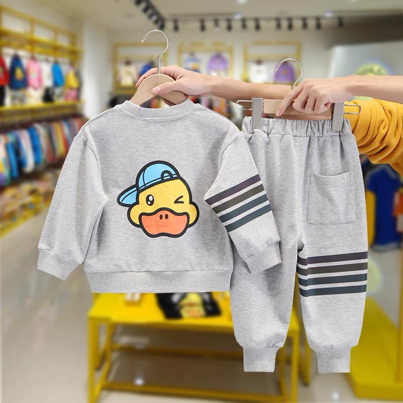 Bộ Đồ Họa Tiết Chú Vịt Chất Vải Da Cá Dành Cho Bé Từ 8-18KG