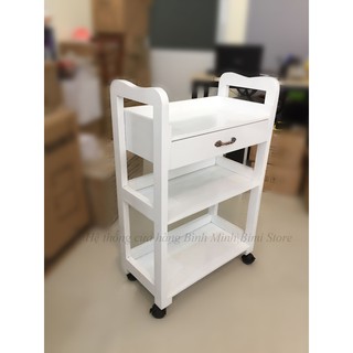 Xe đẩy gỗ spa 3 tầng, có ngăn kéo bánh xe di chuyển ( hỏa tốc )