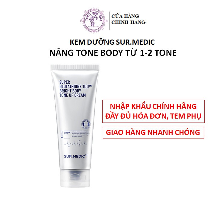 Kem dưỡng trắng body Sur.Medic Super Glutathione 100 Bright BODY Tone Up Cream