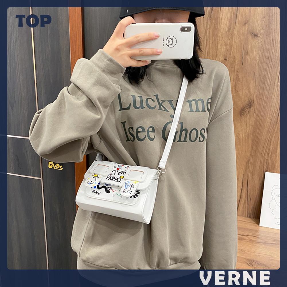 Túi Da Pu Đeo Chéo In Họa Tiết Graffiti Thời Trang Cho Nữ