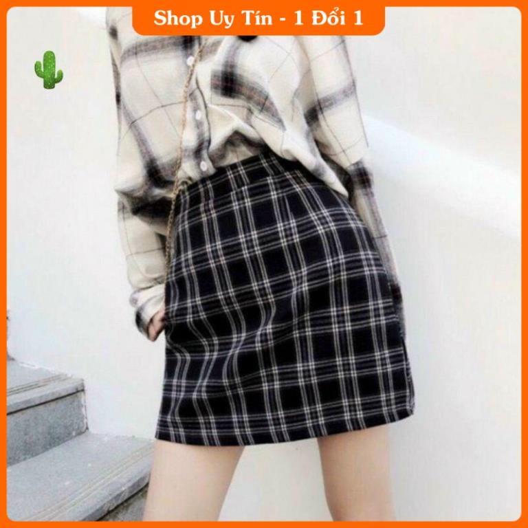 [GIÁ TỐT] CHÂN VÁY CHỮ A CARO CÓ LÓT TRONG -IB | BigBuy360 - bigbuy360.vn