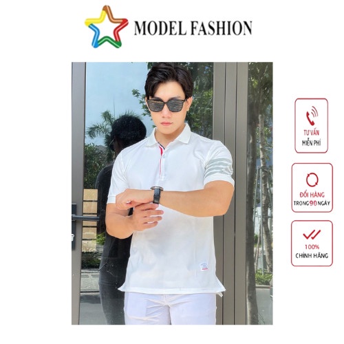 Áo thun polo nam nữ tay ngắn xanh dọc 3 màu ngang hàn quốc Model Fashion