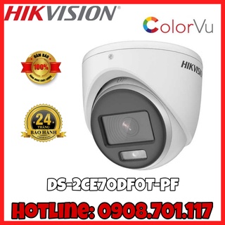 Camera hdtvi colorvu 2mp bán cầu hikvision ds-2ce70df0t-pf