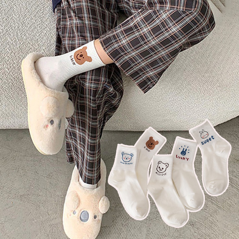 Vớ Thể Thao Bằng Cotton Họa Tiết Hoạt Hình Dễ Thương Cho Học Sinh