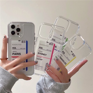 Ốp Điện Thoại Acrylic Trong Suốt Hình Vé Máy Bay Sang Trọng Cho iPhone 13 Pro Max 7 8 plus XR XS 11 12