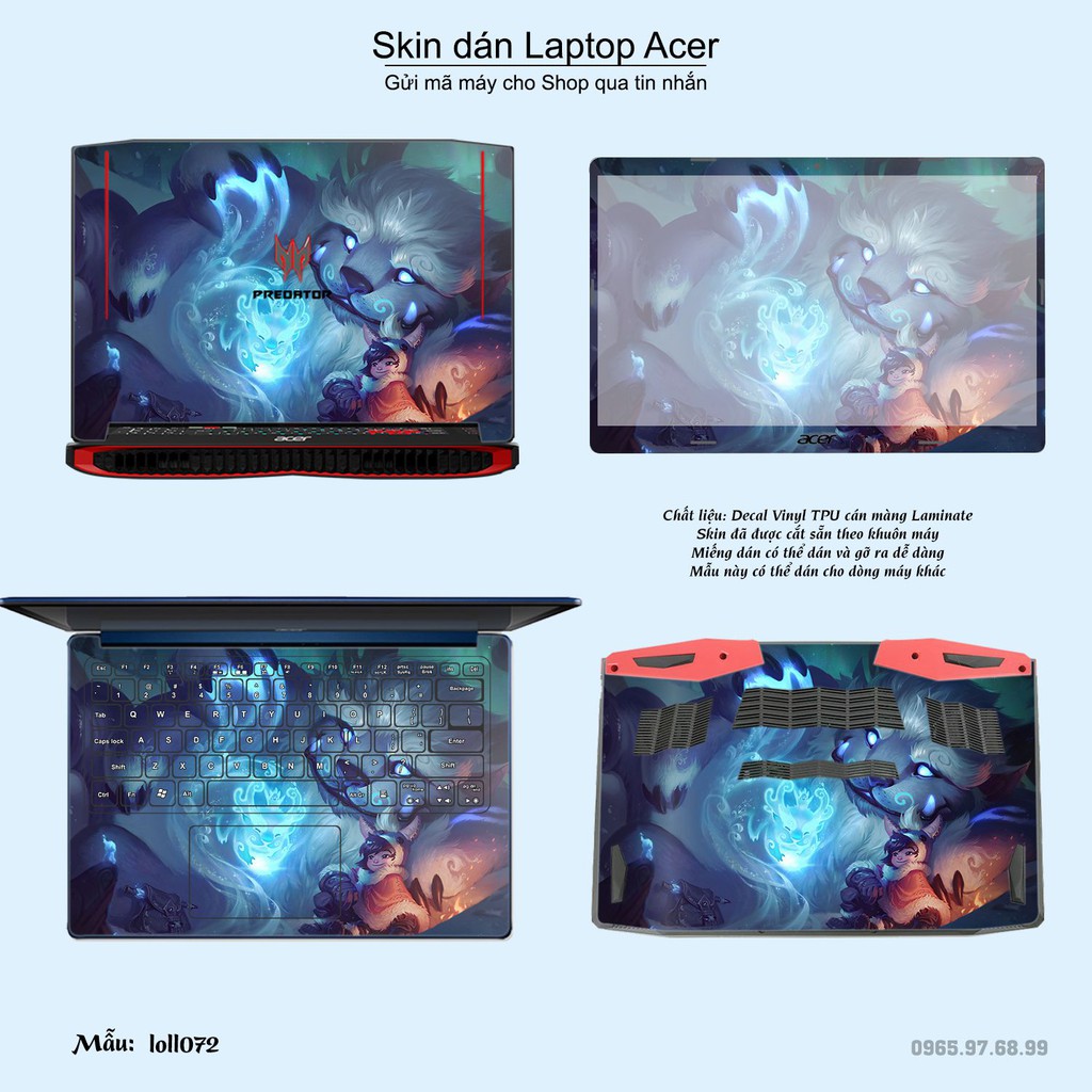 Skin dán Laptop Acer in hình Liên Minh Huyền Thoại nhiều mẫu 10 (inbox mã máy cho Shop)