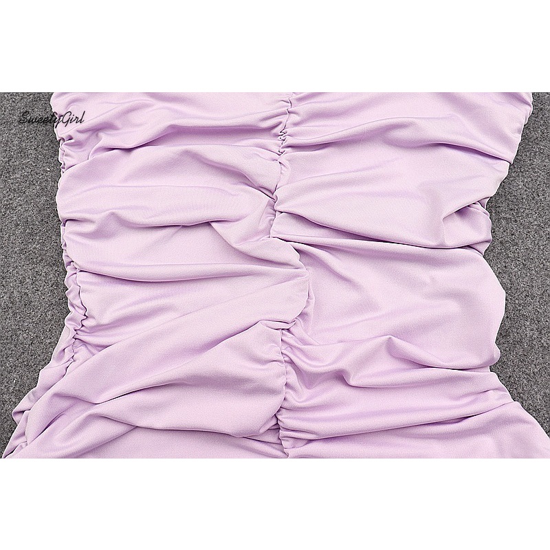 Đầm Mini Không Tay Hở Vai Màu Trơn Thời Trang Quyến Rũ Cho Nữ 2022