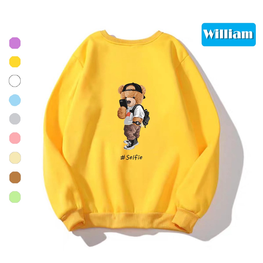 Áo sweater nam nữ in hình Gấu cực cute chất nỉ dày dặn, hợp làm áo cặp William - DS185