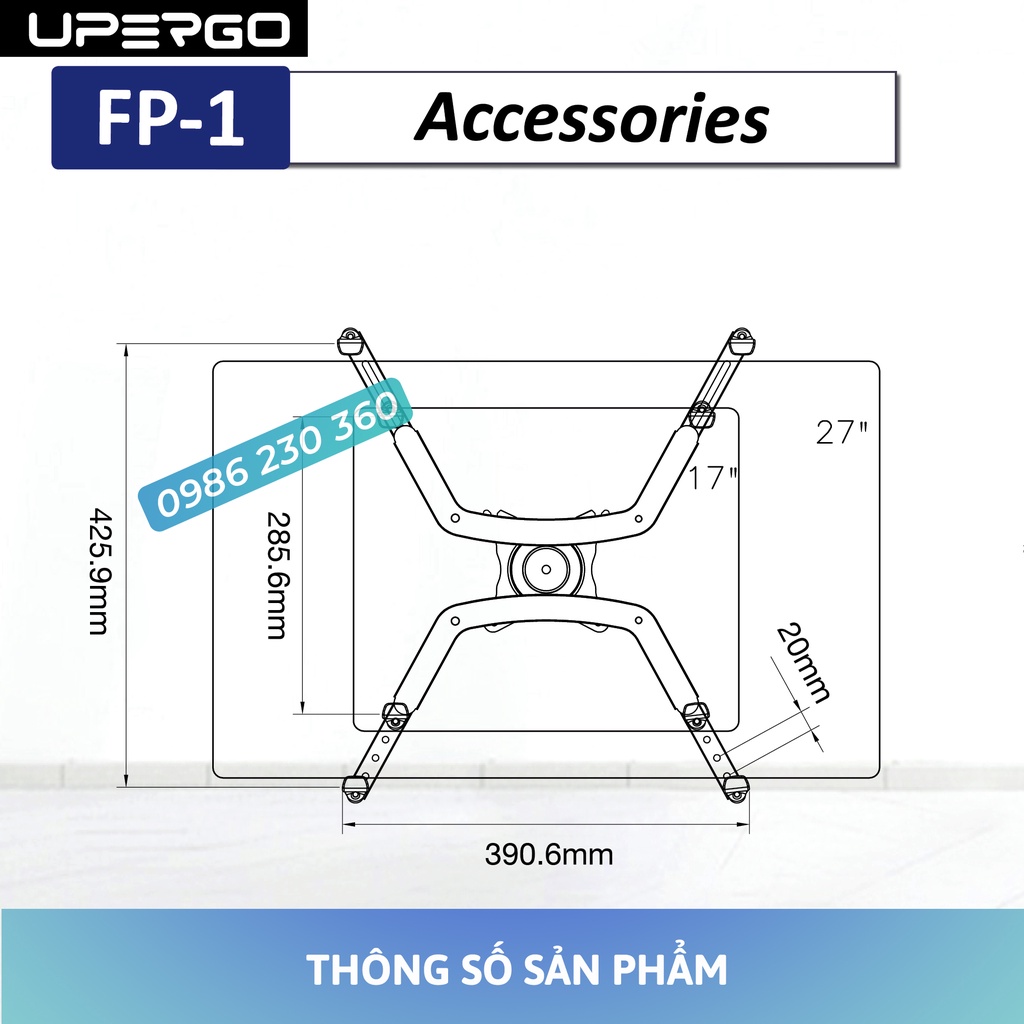 Kẹp Màn Hình Máy Tính 17 - 27 Inch FP1 - Sử Dụng Cho Màn Hình Không Thiết Kế Treo - Chính Hãng NB