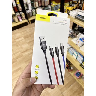 Cáp Baseus 3 đầu sạc nhanh , Truyền dữ liệu cao Lightning/Type C/ Micro