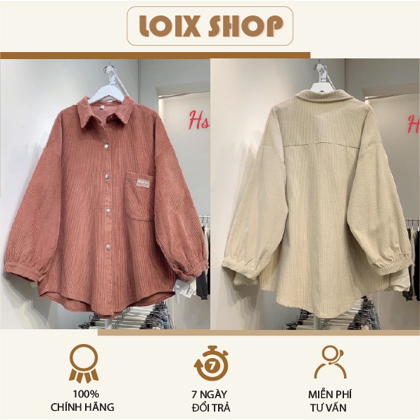 Sơ mi nhung logo tay bồng LOIX mã 1002 | BigBuy360 - bigbuy360.vn