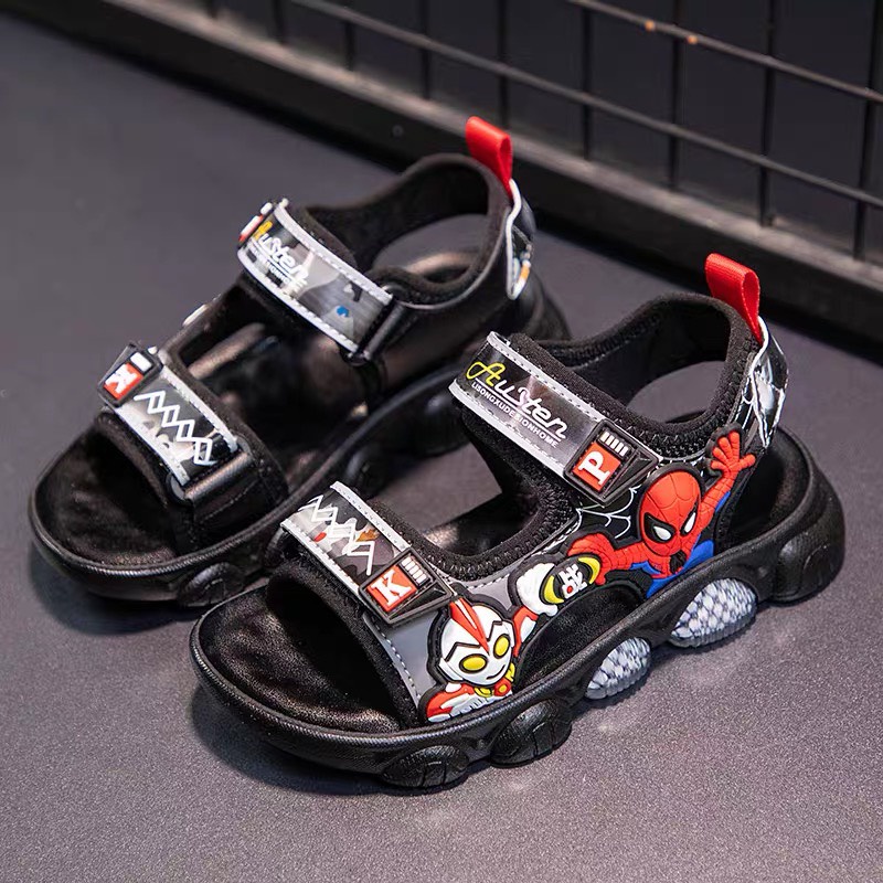 sandal bé trai - dép quai hậu cho bé siêu nhận nhện có quai dán, đế dẻo chống trượt A08 B08