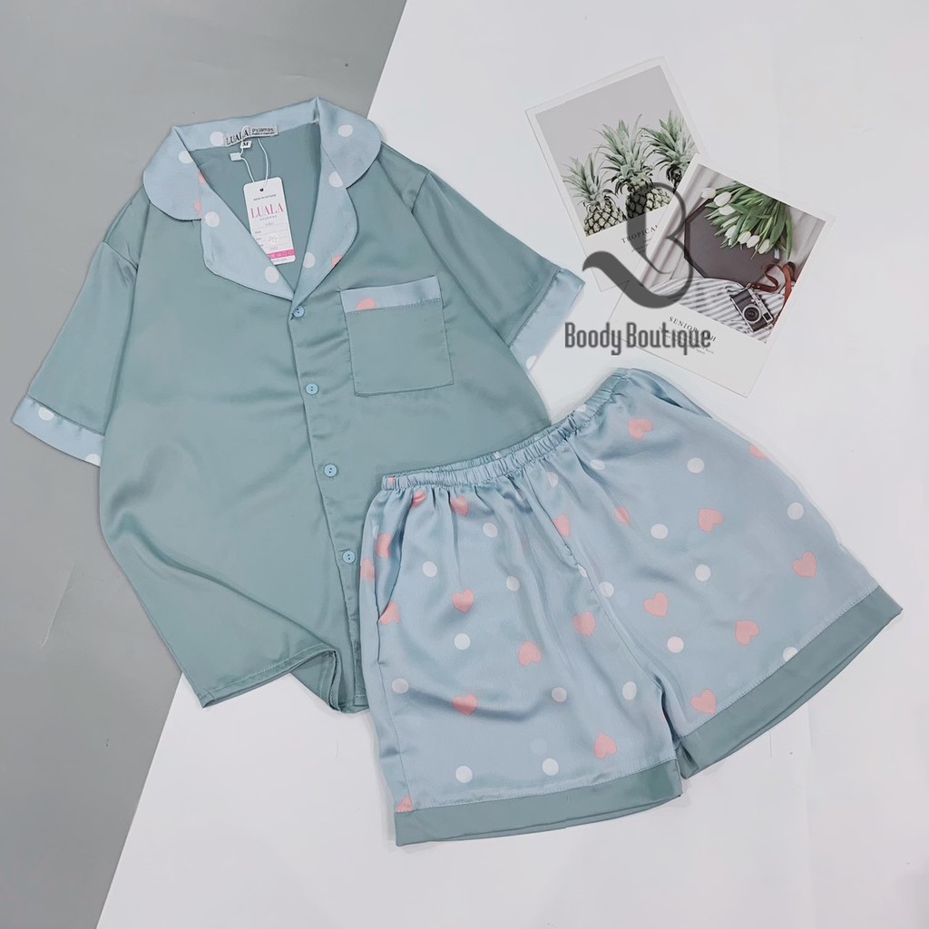 Bộ Ngủ Lụa Satin Cộc Tay Cao Cấp (Hàng Có Size.Ảnh Chụp Thật) Bộ Mặc Nhà Pijama Boody BP03 | BigBuy360 - bigbuy360.vn