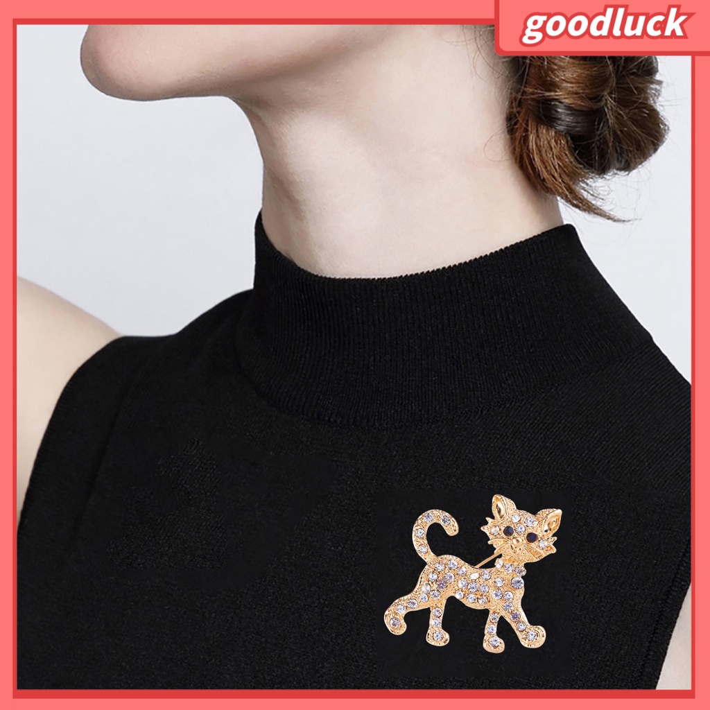 Ghim Cài Áo Hình Chú Mèo Đính Đá Nhân Tạo Thời Trang Cho Nữ
