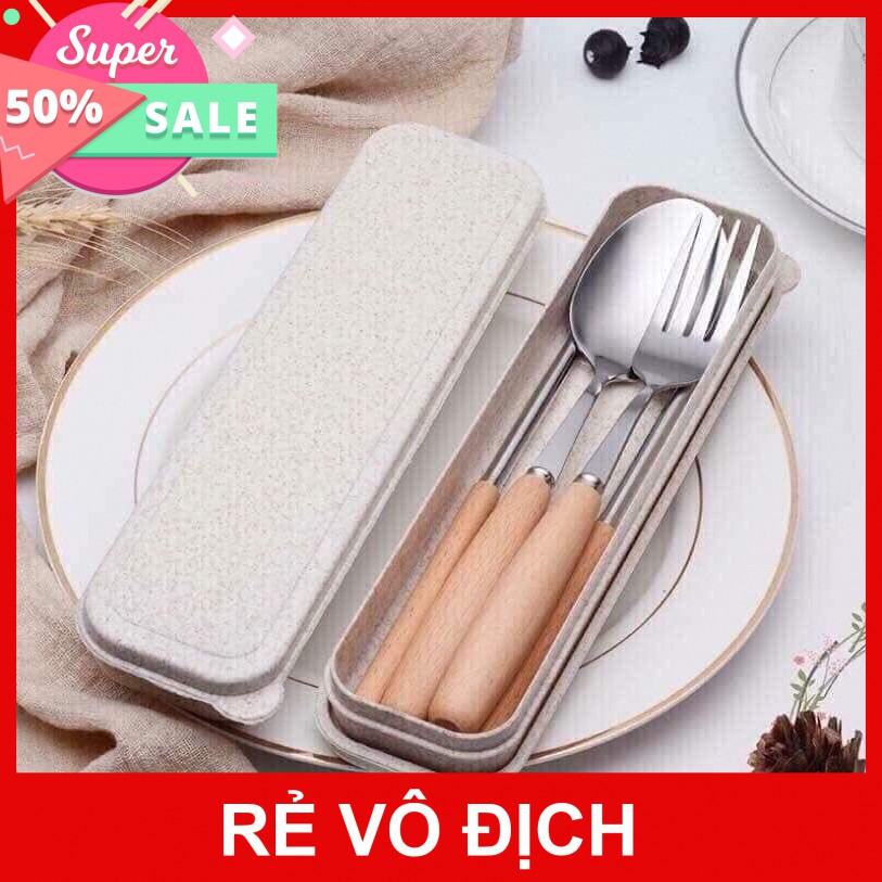 [Hot]-BỘ THÌA DĨA CÁN GỖ