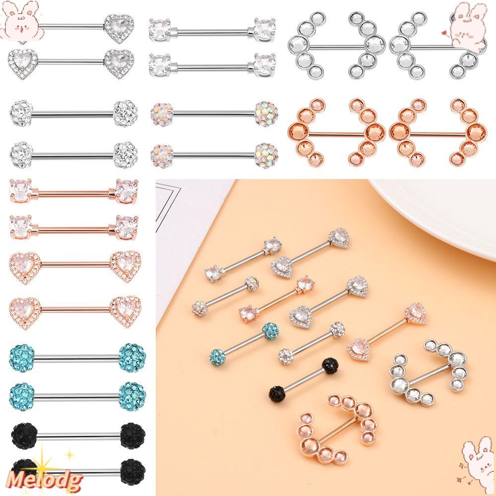 Melodg 1 Cặp Vòng Núm Vú Giả|Khuyên Xỏ Cơ Thể Bằng Thép Đính Đá Zircon 316L