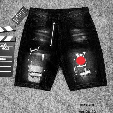 Quần short jean nam cao cấp đen rách chất bò giá rẻ thêu logo co giãn nhẹ khóa lệch CHIRSTIAN DIOR