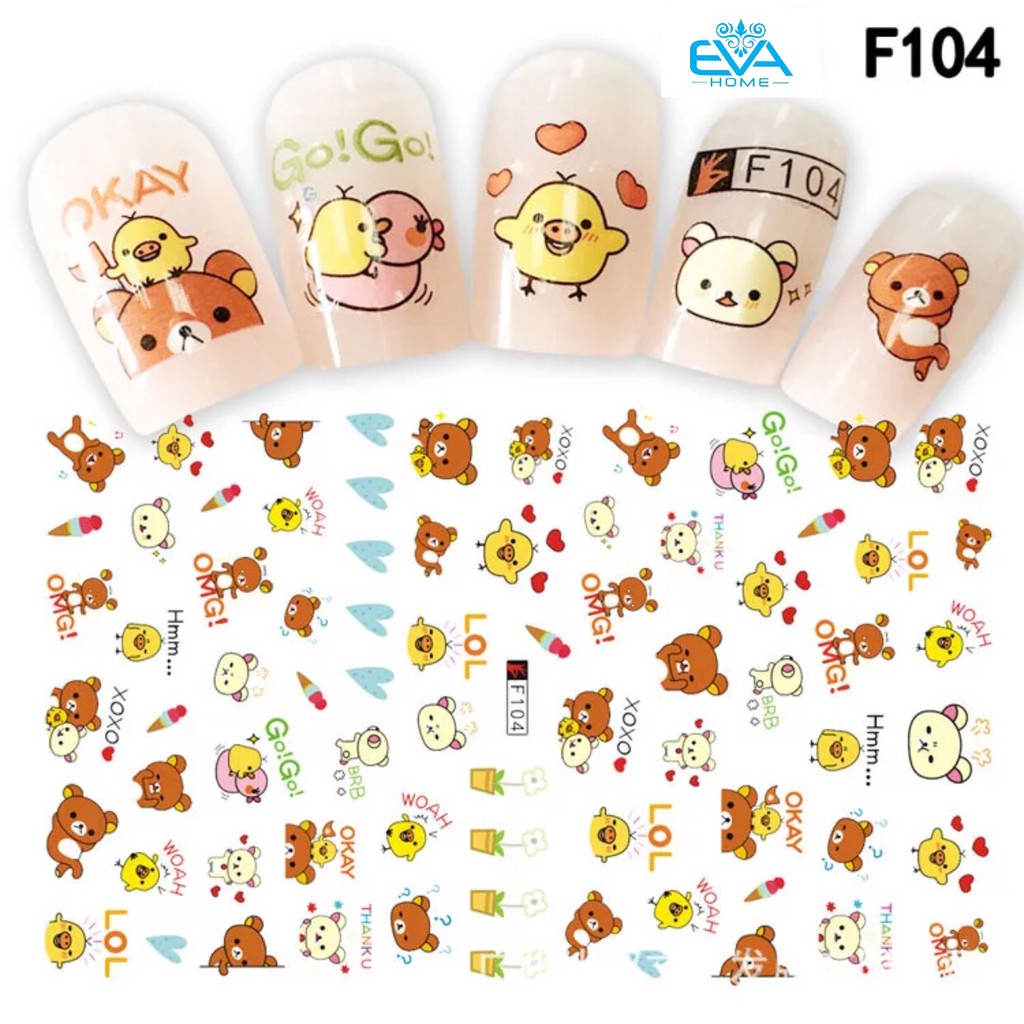 Miếng Dán Móng Tay 3D Nail Sticker Hoạt Hình F104