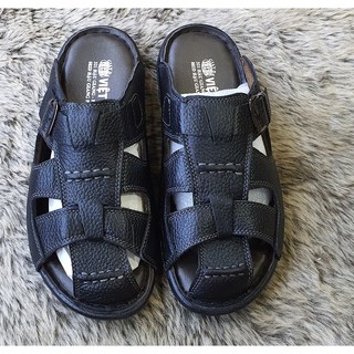 Dép Rọ Nam Da Bò Cao Cấp Đen