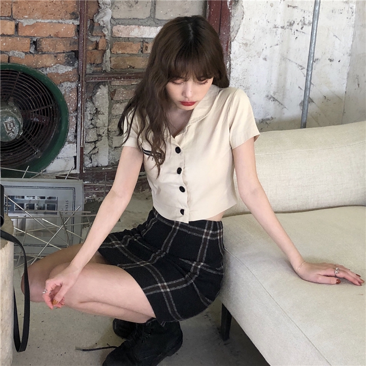 Áo sơ mi IELGY tay ngắn thời trang mới cho nữ