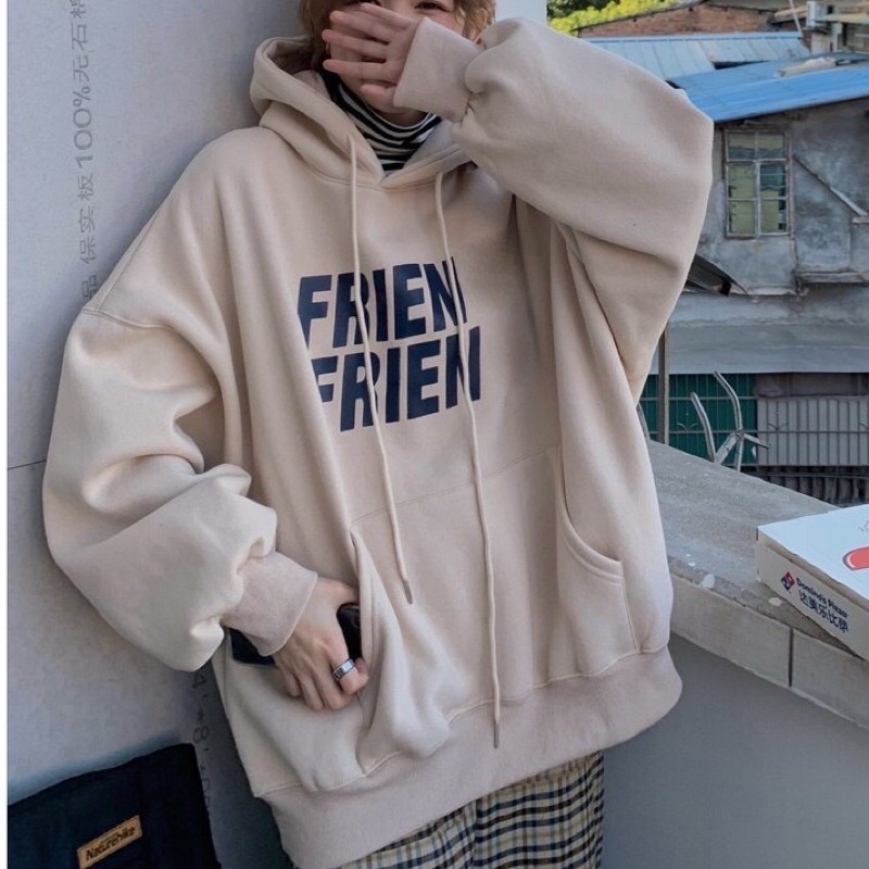 Áo Khoác Hoodie Chống Nắng Nỉ Ngoại Chữ in FRIEN phong cách Basic Mùa Hè - Đông