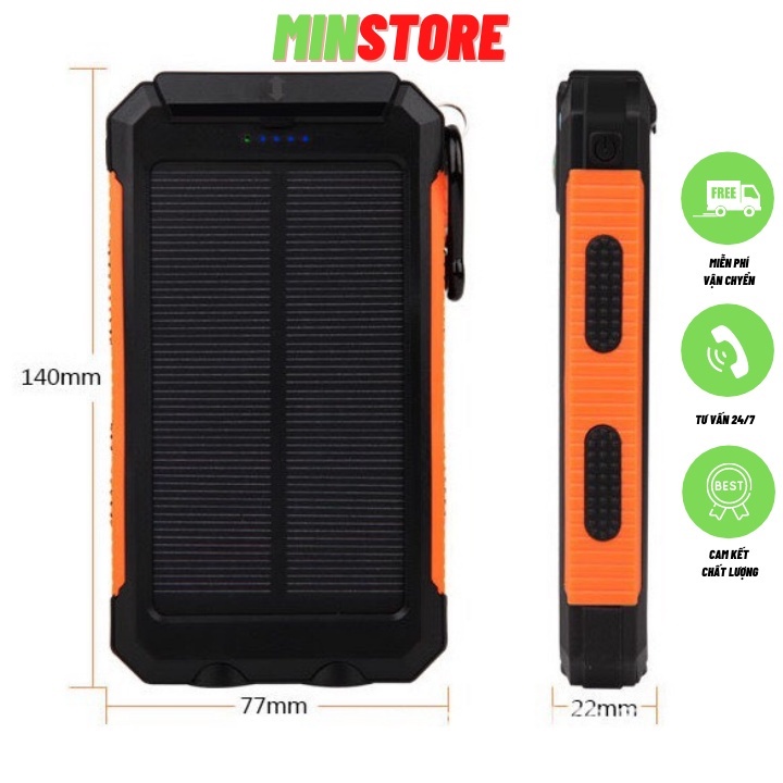 Sạc dự phòng năng lượng mặt trời 20000mAh - Pin sạc dự phòng chống nước, chống sốc Solar Charger M43