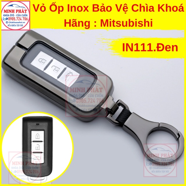 Vỏ Ốp Inox Bảo Vệ Chìa Khoá xe Ô Tô Mitsubishi Attrage Xpander Outlander Mirage