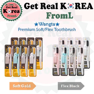 ★Wangta★ Premium Toothbrush 8p Gold Black Soft Elstic Flexible Tooth Brush