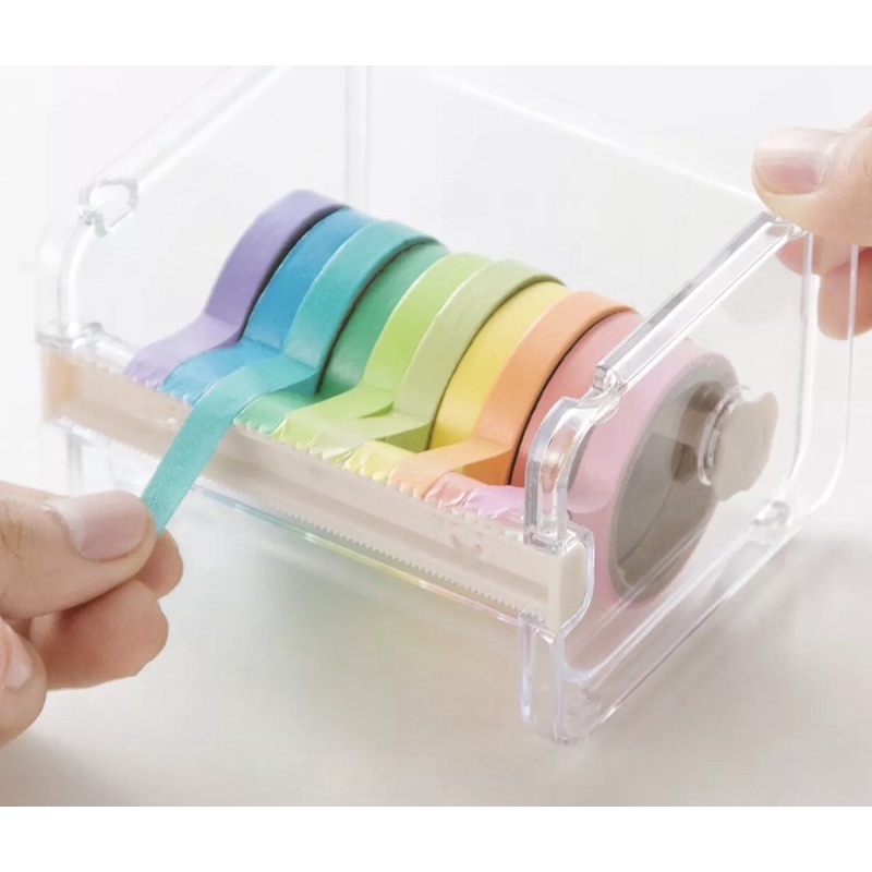 Hộp đựng kèm Máy cắt băng keo/ washi tape để bàn - M418