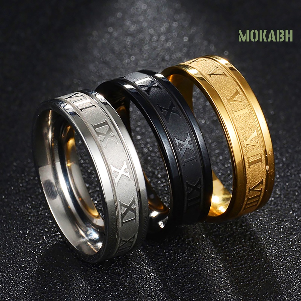 Nhẫn Thép Titan Khắc Chữ Số La Mã Sáng Tạo Thời Trang Unisex