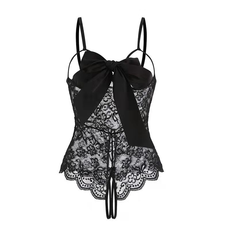 Bodysuit ren sexy phối nơ ngực, váy ngủ jum xẻ đáy gợi cảm ren xuyên thấu - Bds003  #99