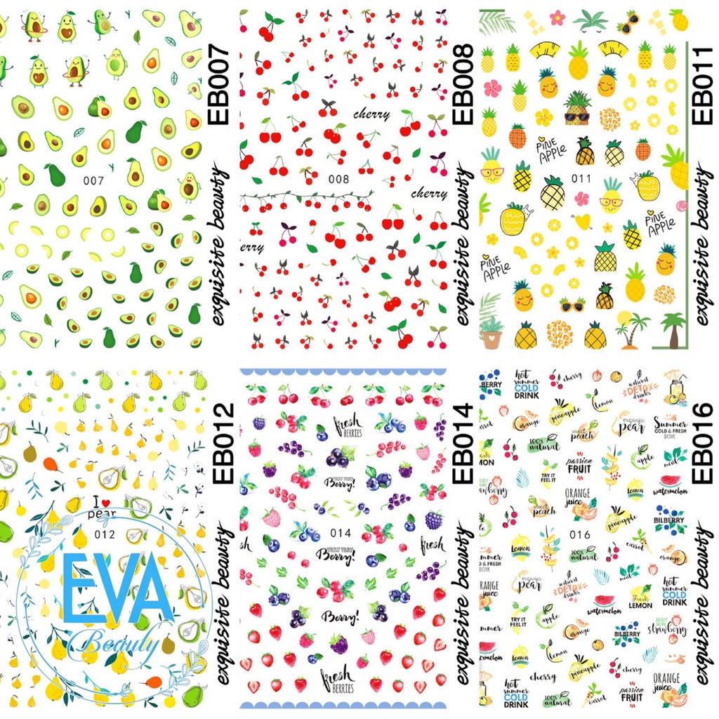 Sticker Dán Móng Tay 3D Dạng Decal Dán Chống Nước Hoạ Tiết Trái Cây Quả Lê Vàng A Pear EB012