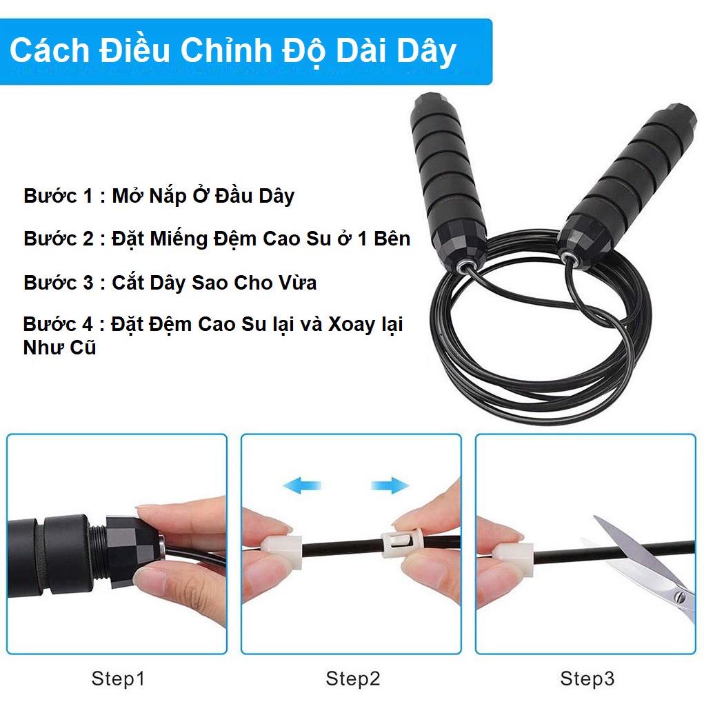 Dây Nhảy Tập Thể Dục, Giảm Cân Đốt Mỡ Bụng Lõi Thép Đàn Hồi Có Tạ 2.9m Tập Thể Dục Gym Muay Thái Tại Nhà Có Thể Cắt Bớt