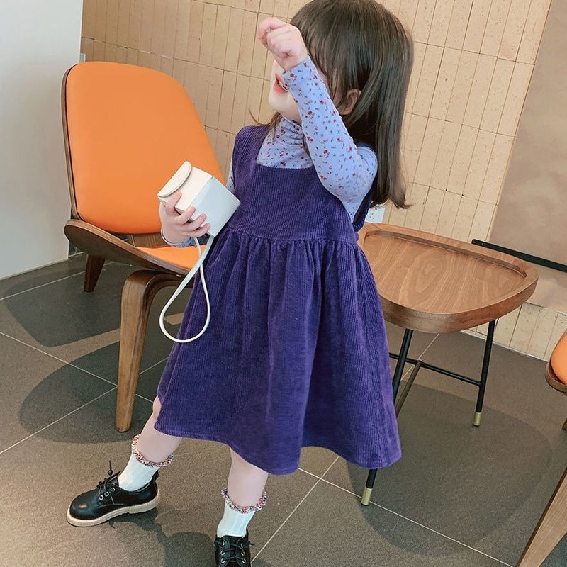 Đầm nhung thời trang mùa thu hàn quốc dành cho bé gái