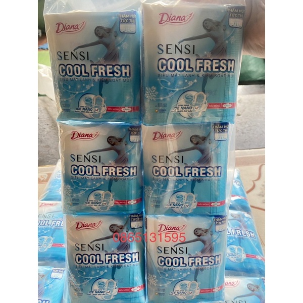 6 gói Băng vệ sinh Diana Sensi Cool Fresh siêu 8m/ 1 gói