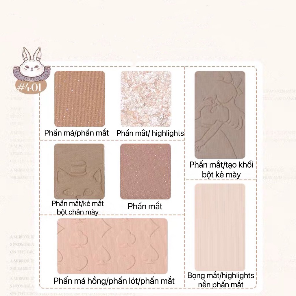 Bảng phấn mắt 7 màu HOLD LIVE Midsummer Garden Eyeshadow Palette SoftCute Fog Language HL484 HL574 HLIV90 HLIV71