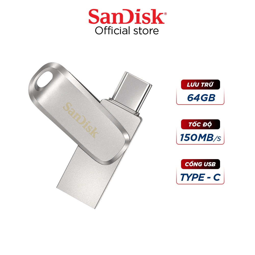 USB OTG 3.1 Gen 1 SanDisk 64GB SDDDC4 Ultra® Dual Drive Luxe USB Type-C upto 150MB/s vỏ kim loại | WebRaoVat - webraovat.net.vn