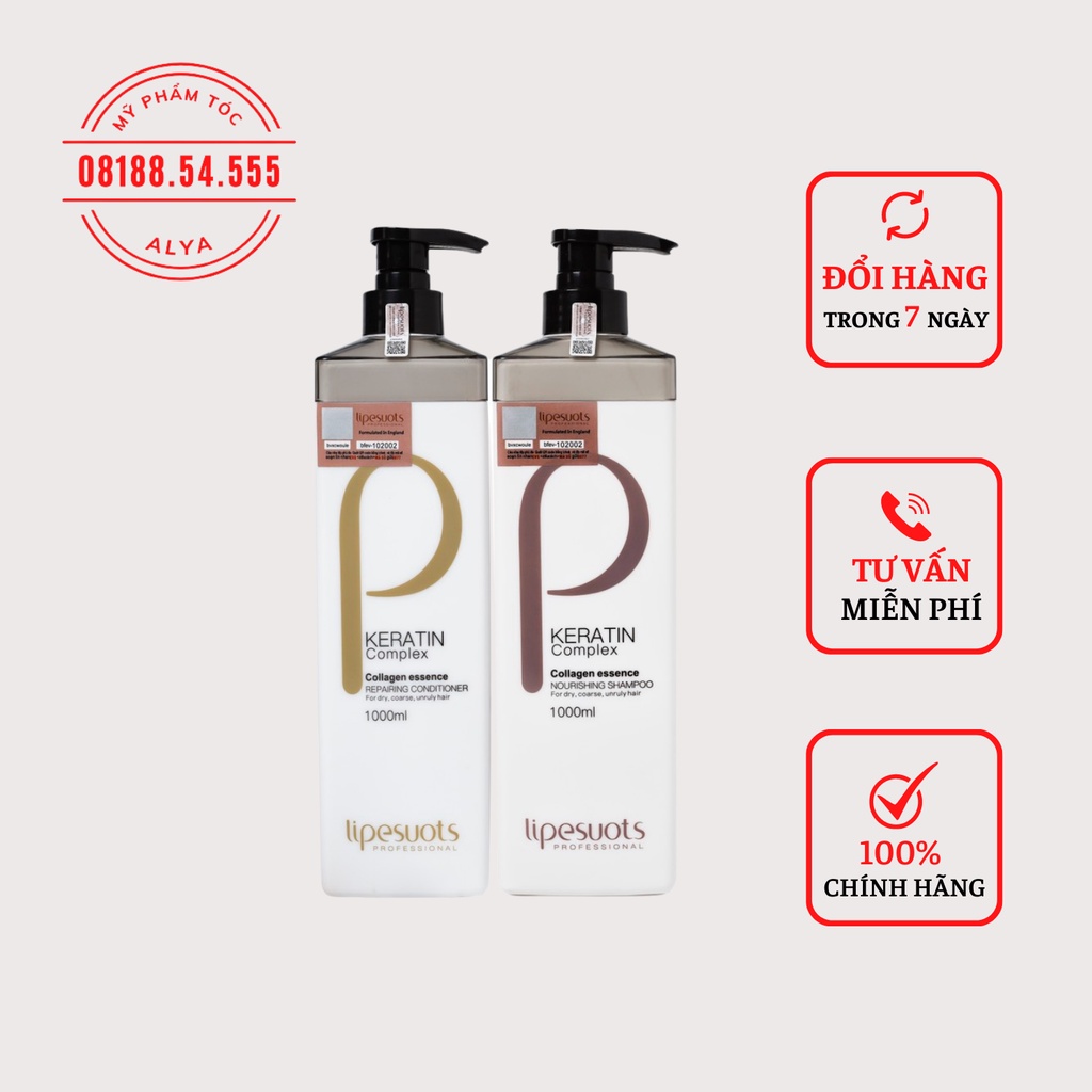 Cặp dầu gội xả P & Keratin Complex 1000ml. Phục hồi tóc khô xơ hư tổn nặng, giảm rụng và nhanh mọc tóc. Hàng Chính Hãng