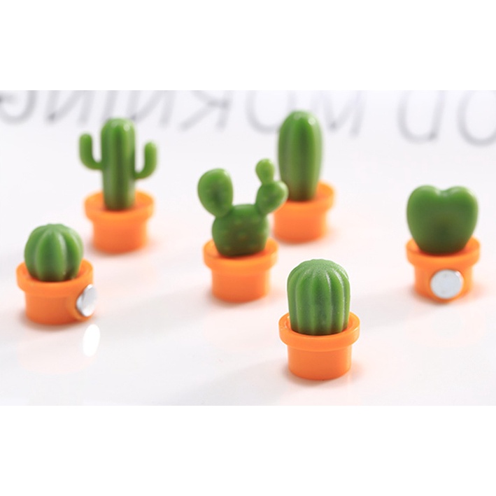 Set 6 cục hít nam châm hình cây xương rồng trang trí tủ lạnh, gắn giấy ghi chú