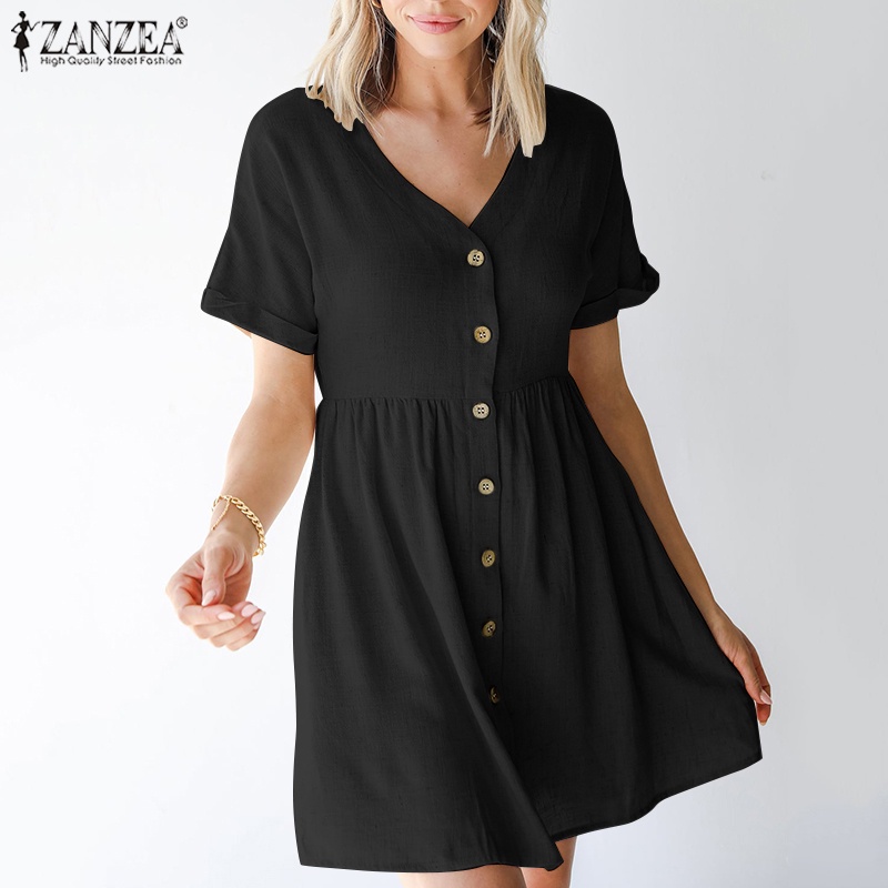 Đầm búp bê ZANZEA eo cao phong cách châu Âu cho nữ