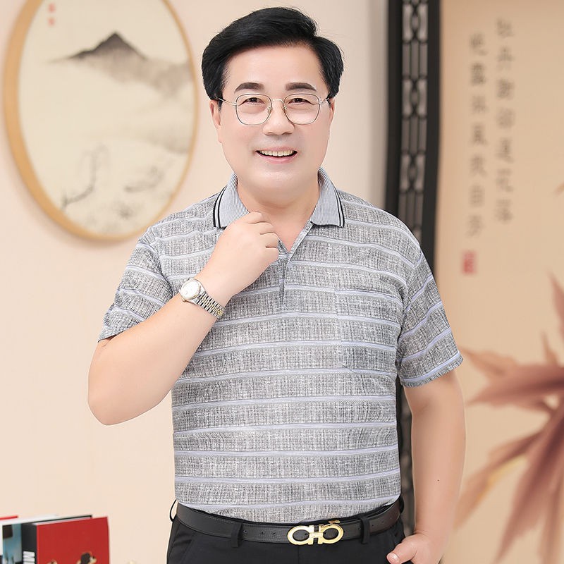 Áo Thun Lụa Băng Dành Cho Đàn Ông Trung Niên 40-50 Tuổi