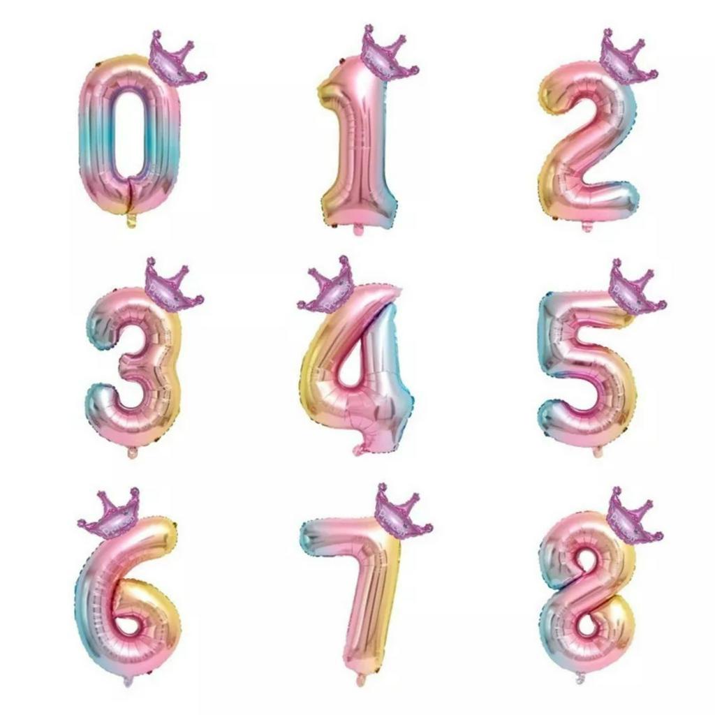 Bóng số màu cầu vồng rainbow size 32inch 70cm trang trí tiệc party sinh nhật - Booshopdecor